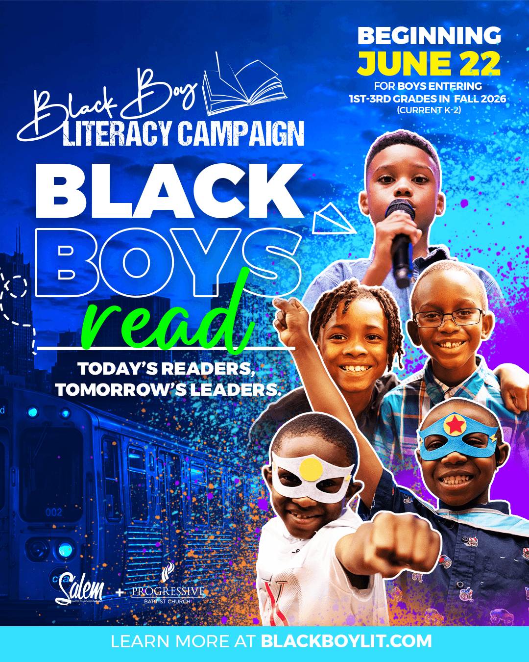 Black Boy Literacy Campaign 2026 event graphic — Beginning June 22